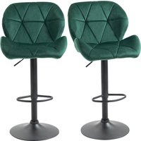 HOMCOM Set 2 Barhocker, Höhenverstellbar mit Metallbasis und Samt-Sitzfläche, Moderne Hocker mit Rückenlehne und Fußstütze, 46x48x83-104cm, Grün Aosom – Ansicht 1