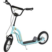 HOMCOM Kinderroller Höhenverstellbar Tretroller mit 12 Zoll Luftreifen, Kinder Roller für Jungen und Mädchen ab 5 Jahre, Scooter Kickscooter Cityroller Hellblau – Ansicht 1