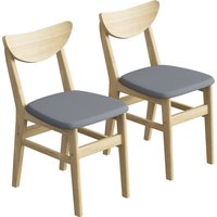 HOMCOM 2er-Set Esszimmerstühle, Küchenstühle, gepolsterte Leinen-Sitzfläche, geschwungene Rückenlehne, Hevea-Holzfüße, moderner Stil, für Wohnzimmer, Zuhause, G – Ansicht 1