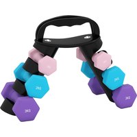 SPORTNOW Hantelset 3 Paar 1kg - 12kg Hanteln mit Ständer, Hantel-Set, Hexagon Hanteln Set, Kurzhanteln für Männer Frauen, Dumbbell für Fitnessstudio, Krafttrain – Ansicht 1