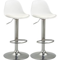 HOMCOM 2er-Set Barhocker Drehstühle bis 120kg mit Lehne höhenverstellbar für Bartheke in Weiß Kunstleder und Stahl 40x42x82-104 cm Aosom.de – Ansicht 1