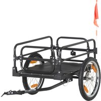 HOMCOM Faltbarer Fahrradanhänger aus Stahl mit 16-Zoll-Rädern, maximale Belastung 40 kg, mit universellem Anhängestab Aosom – Ansicht 1