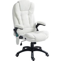 Vinsetto Massage-Bürostuhl, 67x74x107-116cm, höhenverstellbar, mit Wippfunktion, Heizfunktion, Liegefunktion, Fußstütze, Teddysamt, Weiß Aosom – Ansicht 1