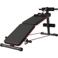 HOMCOM Bauchtrainer klappbar & verstellbar, Multifunktion Sit-Up Trainingsbank, Ganzkörpertraining, Belastbarkeit bis 110 kg, Schwarz Rot Aosom – Ansicht 1