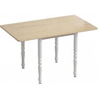 HOMCOM Klapp-Esstisch für 4 bis 6 Personen 74-134 cm, rechteckiger Küchentisch mit 2 Klappen, gedrehte Stahlbeine, für kleine Räume, Esszimmer, natürliche Holzo – Ansicht 1