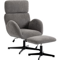 HOMCOM Sessel mit Hocker Drehbarer Loungesessel mit Samtoptik mit Struktur, Verstellbarer Kopfstütze Höhenverstellbarer Polstersessel mit Wippfunktion, Relaxses – Ansicht 1