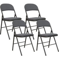 HOMCOM 4er-Set Klappstühle, tragbare Esszimmerstühle für Innen mit gepolsterten Sitz- und Rückenflächen in Velours und Stahlrahmen, belastbar bis 120 kg, dunkel – Ansicht 1