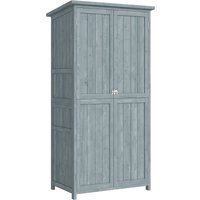 Outsunny Gartenschrank Holz Outdoor wetterfest Geräteschuppen mit Doppeltür, Magnetverschluss, Geräteschrank Aufbewahrungsschrank Mehrzweckschrank für Garten, T – Ansicht 1