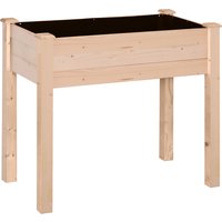 Outsunny Hochbeet Pflanzkasten Blumenkasten Kräuterbeet mit Abflusslöchern aus Massivholz Natur 86 x 46 x 76 cm für Garten & Balkon Aosom.de – Ansicht 1