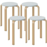 HOMCOM 4er Set Hocker Stapelbar Esszimmerhocker, Runde Kleiner Hocker, Küchenhocker für Esszimmer Wohnzimmer, 120 kg Belastbarkeit, Grau Aosom – Ansicht 1