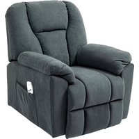 HOMCOM Elektrisch Relaxsessel Fernsehsessel mit Liegefunktion Wärmefunktion Massagesessel mit Seitentasche Liegesessel mit USB-Anschlüsse Taschenfeder für Wohnz – Ansicht 1
