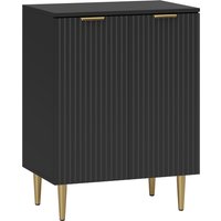 HOMCOM Küchenanrichte, Küchenmöbel mit 2 Türen, verstellbares Regal, Buffet-Schrank mit Metallbeinen für Wohnzimmer, Esszimmer, 60x40x80 cm, Schwarz Aosom – Ansicht 1