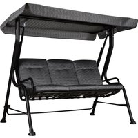 Outsunny 3-Sitzer Hollywoodschaukel, Gartenschaukel, Verstellbares Sonnendach, Abnehmbare Kissen, Grau, 200x120x170cm, für Garten, Terrasse Aosom.de – Ansicht 1