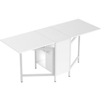 HOMCOM Klapptisch Esszimmer, Klappbarer Küchentisch mit Klappflügeln, 4 Fächer, 3 Varianten, Bis zu 4 Personen, für Wohnzimmer, Kleine Räume, 169x60x75 cm, Weiß – Ansicht 1