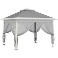 Outsunny Pavillon 3,3x3,3m, wasserabweisend Winterfest Pop-up Faltpavillon mit Doppeldach, UV Schutz, Faltbar Partyzelt Gartenzelt mit Seitenteilen, Tasche Gart – Ansicht 1