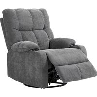 HOMCOM TV-Sessel mit Liegefunktion, 360° drehbar 135° neigbar, mit Taschenfederkern, elastischen Bändern, Becherhalter, 88x96x108cm Dunkelgrau Aosom – Ansicht 1
