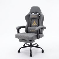 ANDYOU Ergonomic PU Leather Racing Style Gaming Chair - Comfortable and Adjustable, Grey – Ansicht 1