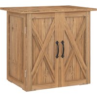Outsunny Gartenschuppen, Holz-Geräteschrank, Wetterfester Werkzeugschuppen, Geräteschuppen mit Doppeltür, für Garten, Balkon, Braun, 77 x 55 x 72 cm Aosom – Ansicht 1