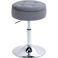 HOMCOM Barhocker, Bistrohocker mit Stauraum, Drehbar Barstuhl, Höhenverstellbar Küchenhocker mit Samtbezug, für Wohnzimmer, Esszimmer, Grau Aosom – Ansicht 1
