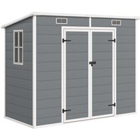 Outsunny Metallgerätehaus 2,4 x 1,3 m, Geräteschuppen wasserdicht, Geräteschuppen für den Garten, Grau Aosom.de – Ansicht 1