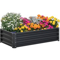 Outsunny Hochbeet aus Stahl, rostfreier Pflanzkasten 120 x 60 x 30,5 cm, offenes Gemüsebeet & Kräuterbeet für Garten und Balkon, Grau Aosom.de – Ansicht 1