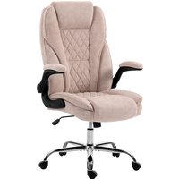 HOMCOM Bürostuhl, ergonomischer Sessel mit großer gepolsterter Sitzfläche, höhenverstellbar, klappbare Armlehnen, hoher Rücken, 360° drehbar, Samtbezug, Belastb – Ansicht 1