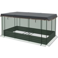 Outsunny Hochbeet aus Stahl mit Vogelschutznetz, dunkelgraues Gartenbeet für Balkon & Terrasse, 230x110x110cm, idealer Sonnenschutz Aosom.de – Ansicht 1