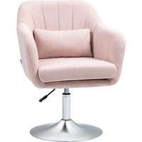 HOMCOM Wohnzimmer-Sessel Relaxsessel Schlafzimmerstuhl - Lendenkissen höhenverstellbar 360° drehbar chromfarbenes Metallgestell - rosa Aosom – Ansicht 1