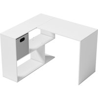 HOMCOM Eckschreibtisch, 110 x 100 x 75 cm, L-förmiger Computertisch mit Stoffschublade und offenen Fächern, Schreibtisch für Zuhause, Schlafzimmer und Arbeitszi – Ansicht 1