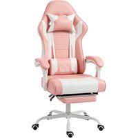 HOMCOM Ergonomischer Gaming-Stuhl, Gaming-Stuhl mit Lendenmassage Vibration, 155° neigbar, Höhenverstellbar, Kopfstütze und ausziehbare Fußstütze, für Büro, Arb – Ansicht 1