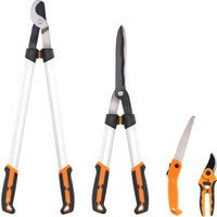 Outsunny 4-teiliges Gartenset mit Gartenschere, Astschere, Handschere und Klappsäge, robuste Werkzeuge mit scharfen Klingen und Aluminiumgriff Aosom – Ansicht 1