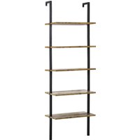 HOMCOM Wandregal 5 Regale im industriellen Stil, Wandregal aus Holz und Metall, 60x30x184,5cm, Braun Aosom – Ansicht 1
