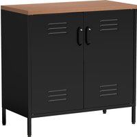 HOMCOM Sideboard aus Metall, Industrieller Aktenschrank mit 2 Türen und verstellbarem Regal, Beistellschrank mit Stahlbeinen für Wohnzimmer, Küche, Esszimmer, B – Ansicht 1