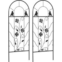 Outsunny 2-Set Rankgitter Garten 38B x 98H cm aus Metall mit Kleeblatt- und Vogelformen für Kletterpflanzen rostfrei Schwarz für Garten Balkon Hof Aosom.de – Ansicht 1