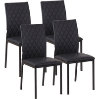 HOMCOM 4er-Set Esszimmerstuhl gepolsterte Küchenstühle mit Stahlbeinen Schwarz 41 x 50 x 91 cm für modernes Esszimmer Aosom.de – Ansicht 1