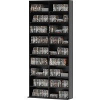 HOMCOM Mobiles CD-Regal mit 18 Fächern für 640 CDs im modernen Design, CD-Schrank aus Spanplatte, 78,5x24x175 cm, Schwarz Aosom – Ansicht 1