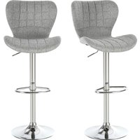 HOMCOM Set mit 2 zeitgemäßen Design-Barhockern, höhenverstellbar 59-81 cm, 360° drehbar, Leinen Grau Aosom – Ansicht 1