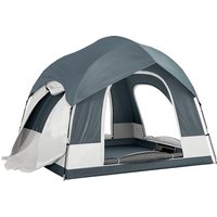 Outsunny Campingzelt für 2-4 Personen stabil wasserdicht Familienzelt mit 3 Türen abnehmbar Regendach Bodenplane Tragetasche Kuppelzelt mit 3000mm Wassersäule T – Ansicht 1