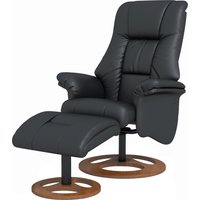 Vinsetto Relaxsessel mit Hocker elektrisch neigbar 130° Kunstleder Schwarz, Fernsehsessel mit Liegefunktion, 77 x 89 x 110 cm Aosom.de – Ansicht 1