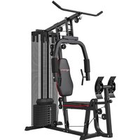 SPORTNOW Kraftstation, Multifunktionale Fitnessstation mit Latzug- & Butterflystange, Beinpresse, Fitnessgerät mit 45 kg Gewichtsblöcken für Zuhause, Schwarz Ao – Ansicht 1