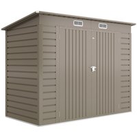Outsunny Metall Gerätehaus 2,7 m² 249x121x183cm Geräteschuppen mit Pultdach Abschließbarer Doppeltür Entlüftung Schloss Rampe Gartenhaus Outdoor Garten Schuppen – Ansicht 1
