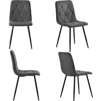 Esszimmerstühle, Set 4 Grau Metallbeinestühle Leinenoptik Bezug gepolstert mit Rückenlehne modernes Design, 45 x 40 x 86 cm Aosom.de – Ansicht 1