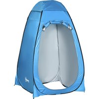 Outsunny Pop up Toilettenzelt Mobiles Camping Duschzelt, Umkleidezelt mit Duschkabine, Wasserfest, Polyester, Blau, 120x120x190cm Aosom