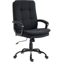 HOMCOM Bürostuhl Ergonomischer Schreibtischstuhl mit Armlehne, Höhenverstellbarer Drehstuhl mit Wippfunktion, Leinenoptik, Getuftert Computerstuhl, Schwarz Aoso – Ansicht 1