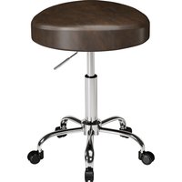 HOMCOM Drehhocker 360°, Kosmetik-Hocker mit gepolsterter Sitzfläche, höhenverstellbar, Kunstleder, Tragkraft 120 kg, 39 x 34.5 x 52-67.5 cm, Braun Aosom – Ansicht 1