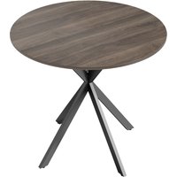 HOMCOM Runder Esstisch für 2 Personen, Küchentisch Ø 80 cm, industrieller Stil mit Holzoptik-Tischplatte und gekreuztem Stahlgestell, Braun Aosom – Ansicht 1