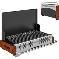Outsunny Faltbarer Holzkohlegrill, Tragbarer Grill, 50,5x34x33 cm, mit herausnehmbarer Kohleschale, für Camping, Picknick, Gartenparty, Schwarz Aosom – Ansicht 1