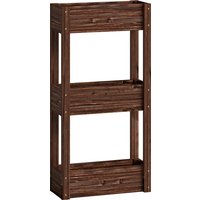Outsunny Hochbeet aus Fichtenholz, 3 Ebenen, auf Beinen, mit Ablauflöchern und Vliesauskleidung, erhöhtes Pflanzbeet für Gemüse, Kräuter, Blumen, 60 x 25 x 120  – Ansicht 1