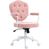 HOMCOM Bürostuhl, Ergonomisch Schreibtischstuhl mit Wippfunktion, geknöpftem Bezug, Höhenverstellbar Computerstuhl mit Drehfunktion, für Home Office, Teddybärvl – Ansicht 1
