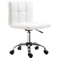 HOMCOM Bürostuhl, Ergonomischer Schreibtischstuhl ohne Armlehne, Höhenverstellbarer Drehstuhl, Computerstuhl für Büro, Arbeitszimmer, Kunstleder, Weiß Aosom – Ansicht 1